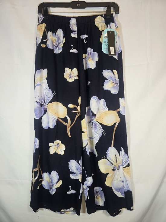 La La Muse Pants - Navy & Yellow Floral Wide Leg Capris